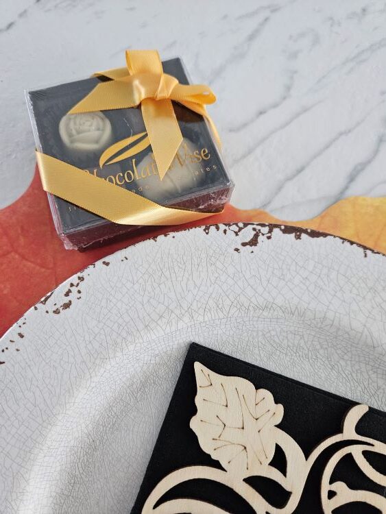 Thanksgiving party favor gourmet chocolates